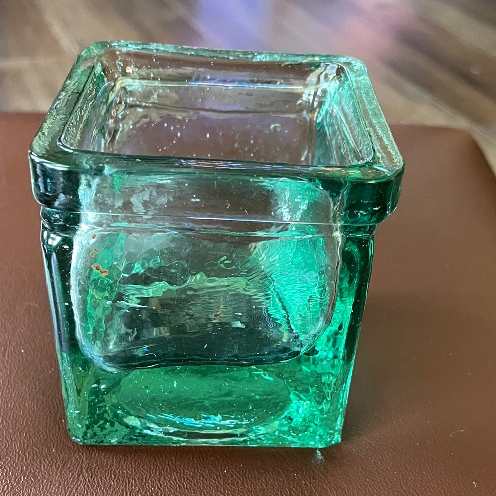 Green Square Glass Votive Holder